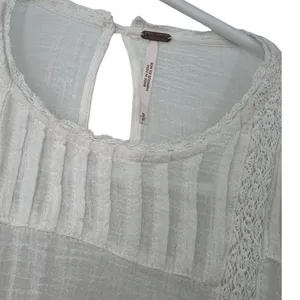 FREE PEOPLE | S| Jasmine Ruffle Blouse Top Gauzy Semi Sheer White Women's thumbnail 3