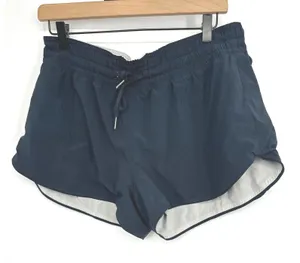 Lululemon Reversible Shorts Women 10 Navy Blue Grey Lined Athletic Running Gym thumbnail 1