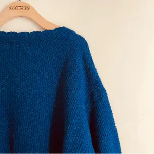 April Cornell Vintage Wool Cardigan Knit Sweater Blue Button Front sz L thumbnail 4