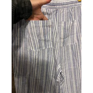 Gap linen blend pants size Large flare stripped blue white string flowy summer thumbnail 6