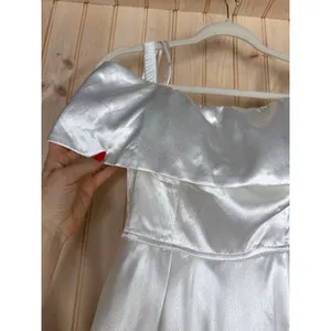 NWT Lulus Greatest Hits White Satin Off-the-Shoulder Maxi Dress Bridal Wedding S thumbnail 9