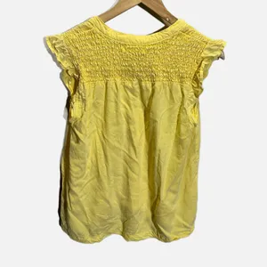 Cloth & Stone V-Neck Smocked Ruffle Blouse‎ Womens Medium Yellow Excellent Boho thumbnail 6