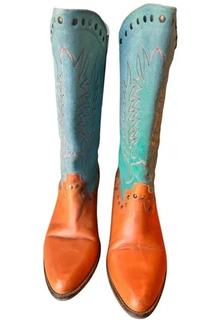 Matisse Tumbleweed Western Cowgirl Boots Cognac Turquoise Leather 9.5EE NWOT thumbnail 1