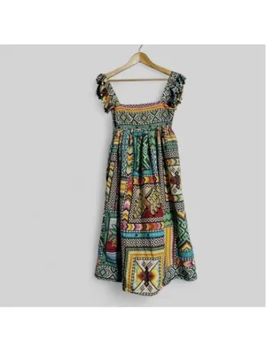 Farm Rio Banana Scarves Colorful Printed Midi Dress thumbnail 6
