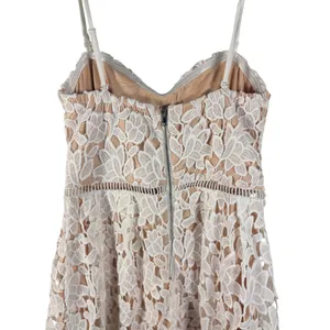 Just Me White Floral Lace Sweetheart Cocktail‎ Dress Nude Lining Small thumbnail 12