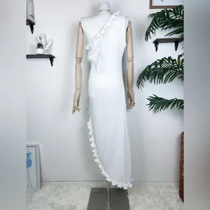 Elliatt Italianate One Shoulder Pleated Dress in Ivory thumbnail 7
