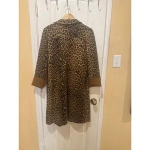 Zara Join Life Leopard Print Faux Leather Overcoat M Open Front Lined Pockets thumbnail 14