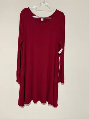 Old Navy Long Sleeve knit swing dress‎ gosh garnet red size XL thumbnail 2