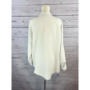 Free People We The Free Summer Daydream Frayed Button Up Shirt Medium Cotton thumbnail 4