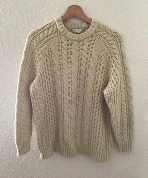 Aritzia Babaton cream cable-knit fisherman sweater thumbnail 1