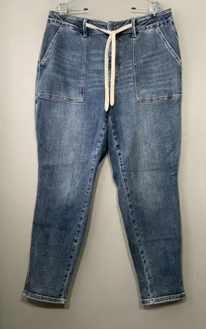 Judy Blue Paxton Jeans Plus Size 16W Drawstring Stretch Denim Medium Wash Jogger thumbnail 1