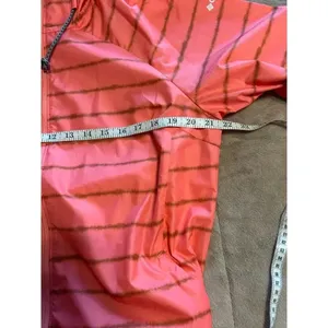 Columbia Full Zip Hooded Windbreaker Women's Size Large Striped Jacket Pink thumbnail 8