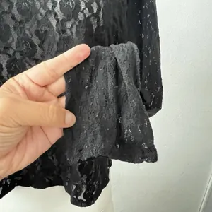 Womens Dark Romantic Sheer Lace Top L Black Long Sleeve Grunge Witchy Goth Punk thumbnail 3