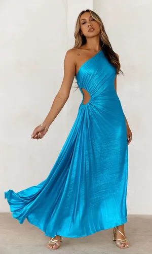 Sapphire SoiréE One Shoulder Maxi Dress Turquoise thumbnail 1