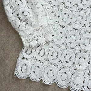 White Crochet Lace Long Sleeve Blouse High Neck Floral‎ Boho Top XS Boho Cottage thumbnail 2