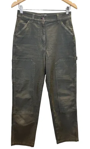 Wilfred Free Workwear Pants Womens 4 Green Canvas High Rise Utility 79-5185 thumbnail 1