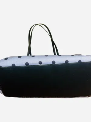 Navy polka dot tote bag on light blue background #polkadot #tote thumbnail 3