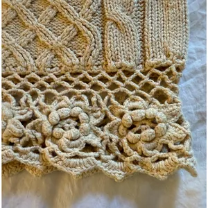 Vintage B.Moss Sweater Womens Size S Yellow Ramie Cotton Crochet Hem & Collar thumbnail 7