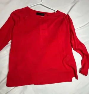Zara Red Fine Knit Long Sleeve Crew Neck Sweater Size S NWT thumbnail 1