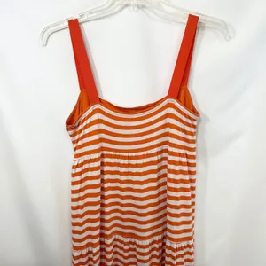 Old Navy Large Maxi Dress Orange White Striped Tiered‎ Sleeveless TN Vols 1595 thumbnail 7