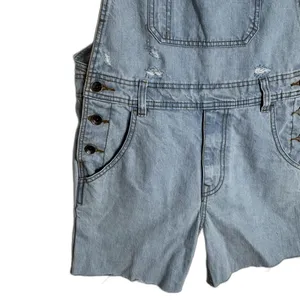 BDG Shortall Overalls Womens 30W Light Wash Denim Distressed‎ Raw Hem Shorts thumbnail 4