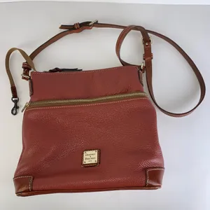 Dooney and Bourke Burnt Orange Pebbled Leather Crossbody Handbag Medium thumbnail 1