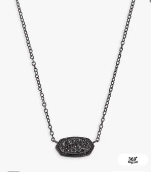 Kendra Scott Elisa Pendant Necklace in Black Drusy thumbnail 1