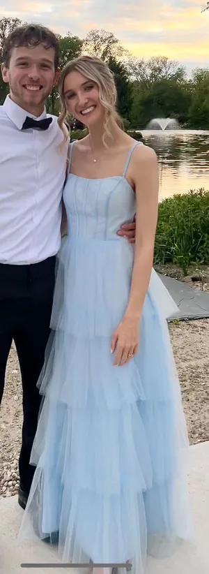 Blue Tiered Formal Maxi Dress Size 4 thumbnail 1