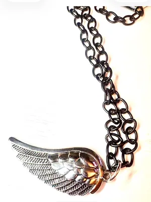 Amanda Sanchez black cabin Silver Tone Wing Pendant Necklace thumbnail 2