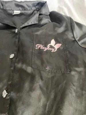playboy black button up silk pj top  thumbnail 4