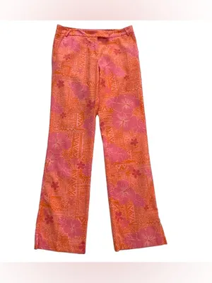 Lilly Pulitzer White Label Orange Pink Floral Sneaky Teaky Pants Size 8 thumbnail 9