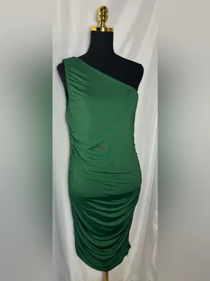 Botique style homecoming party fits One-Shoulder Emerald Green Sheath Dress XL thumbnail 6