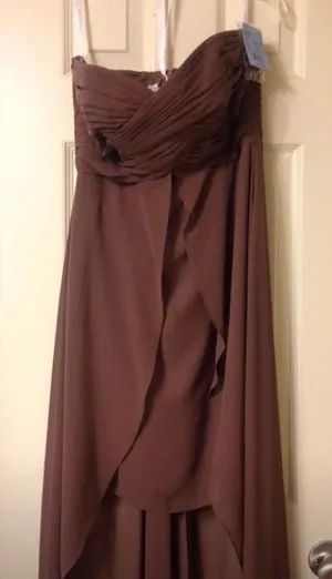 David's Bridal Elegant Brown Strapless Dress thumbnail 1