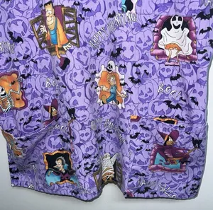 Sb Scrubs SB Fashion Scrubs Halloween Scrub Top Womens Medium Purple V-neck Pockets thumbnail 2