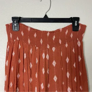 Dress Forum Terracotta Asymmetrical Wide Leg Patterned Pants Size L thumbnail 2