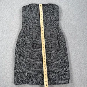 Express Design Studio Tweed Straples Mini Dress Size 6 Black Wool Sheath Pleated thumbnail 3