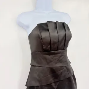 White House Black Market Strapless Satin Dress Sz 0 Y2K HOCO Tiered Cocktail thumbnail 9