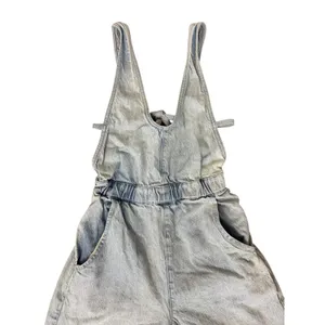 FREE PEOPLE Alora Denim Wide Leg Culotte Tieback Jumpsuit Light Wash Size XS thumbnail 6