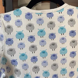 Roller Rabbit henley pajamas top pima long sleeve sheep print cotton pjs tee thumbnail 4