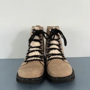 Sorel Lennox Shearling Cozy Canoe Tan Suede‎ Lace Up Lug Sole Boots thumbnail 2