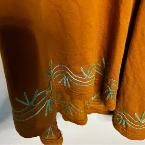 Yak N Yeti Rust Orange Pull On Boho Bell‎ Bottom Flare Asymetrical Hem Pants thumbnail 5