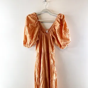 Billabong Endless Shore Puff Short Sleeve Tiered Maxi Dress Orange Peach Small thumbnail 5