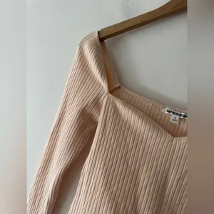 Reformation Peachy‎ Cream October Knit Ribbed Top Sweetheart Neckline thumbnail 4