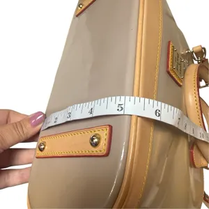 Dooney & Bourke Patent Leather Satchel Bag Oyster Taupe Authentic Neutral thumbnail 13