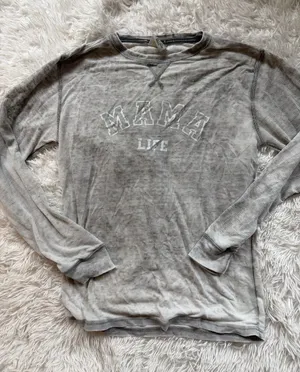 Mama Life Gray Waffle Knit Thermal Top Size M Lightweight thumbnail 1