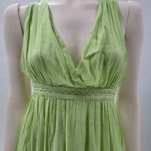 Scotch & Soda Tiered Maxi Dress Womens M Green Deep V Neck Cross Back thumbnail 5