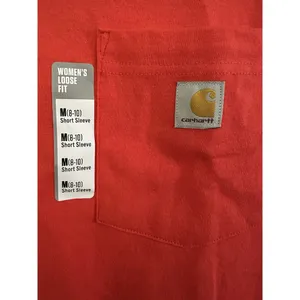 Carhartt Shirt Women Medium Orange Heavyweight Loose Fit Pocket Tee Workwear NWT thumbnail 9