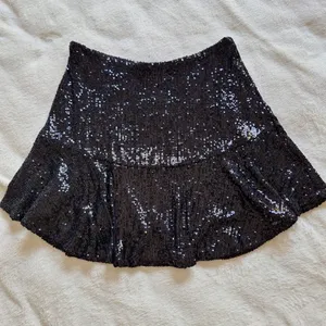 Free People FP One Extraordinarily Extravagant Black Sequin Mini Skirt M Flounce thumbnail 10