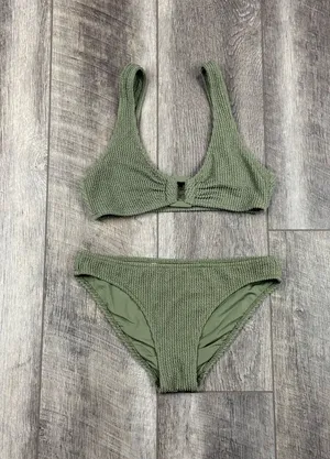 Aerie Olive Textured Bikini Set thumbnail 1