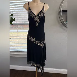 NWT Vintage Cache 90's Y2K Silk Beaded Gown Dress‎ Size 6 thumbnail 2